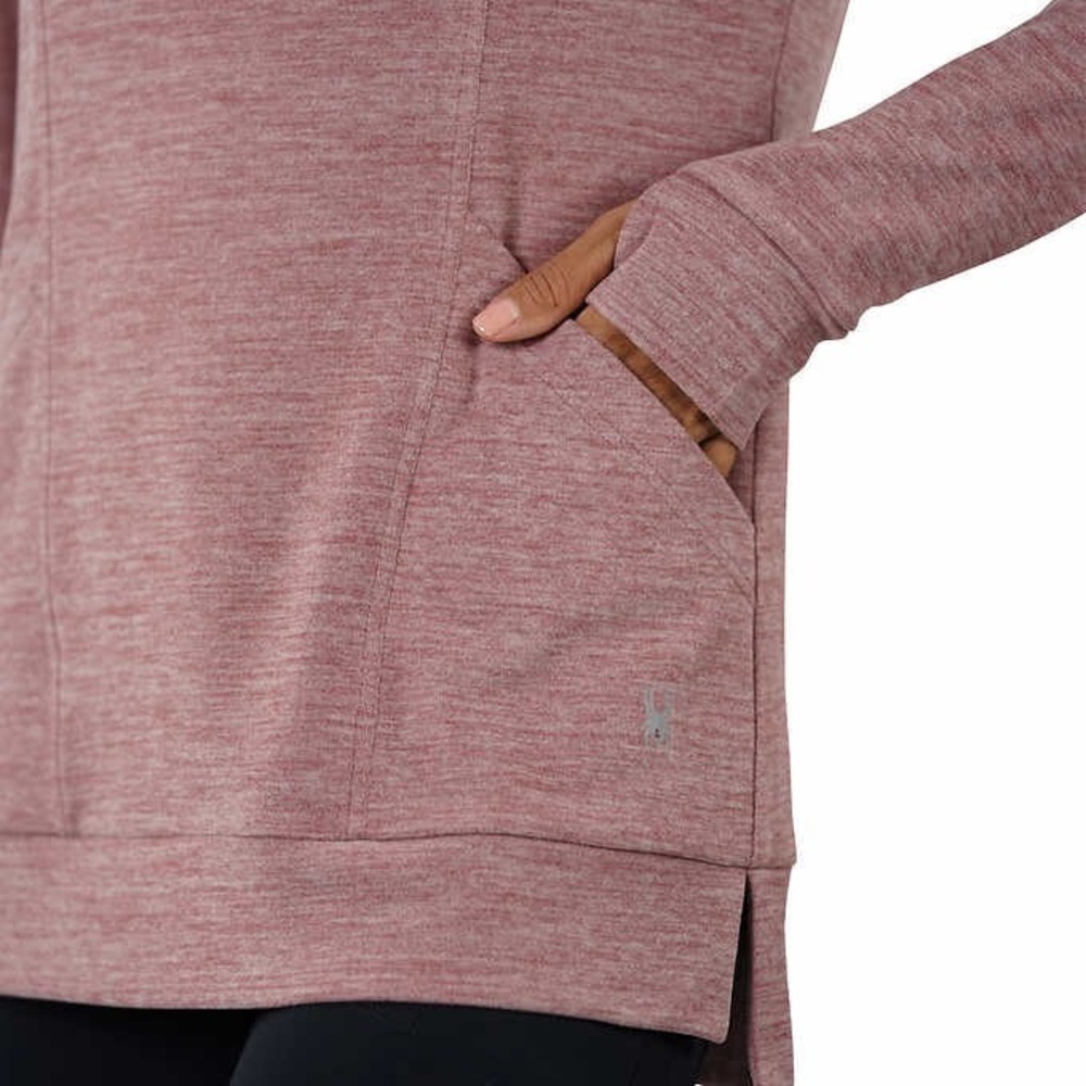 Spyder Hoodie Womens XL Pockets Thumb Holes Tunic Length Reflective Logo Pink - Picture 4 of 4